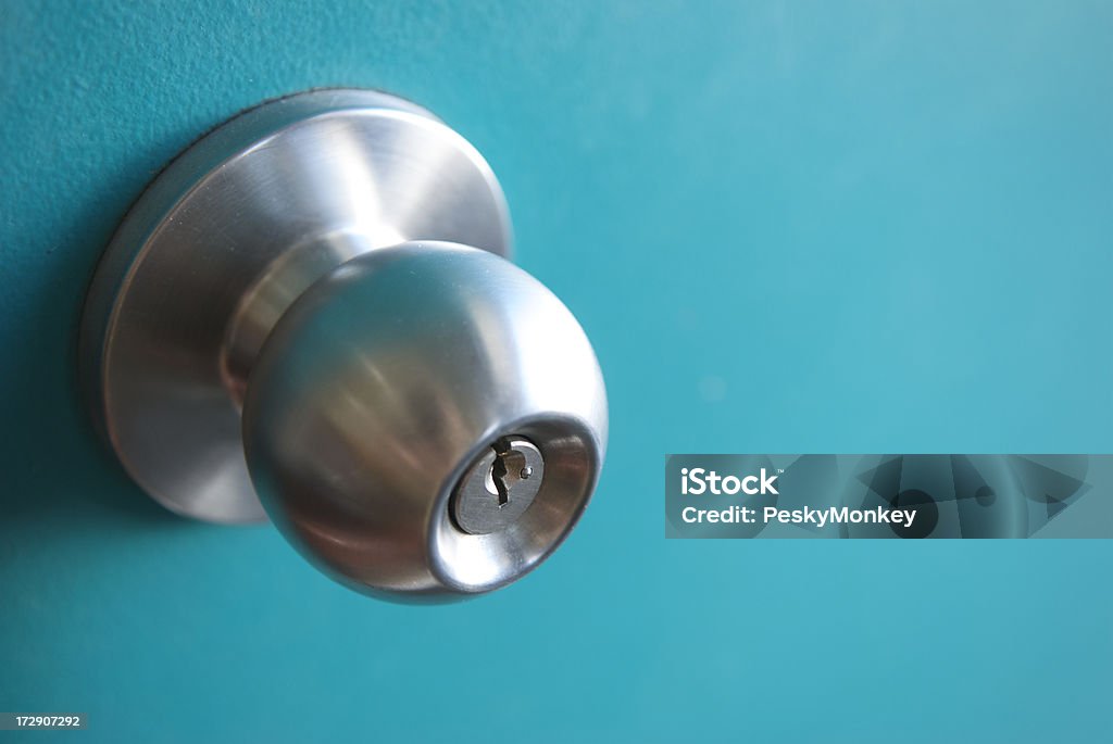 Bright Blue Silver Klamka drzwi - Zbiór zdjęć royalty-free (Bez ludzi)
