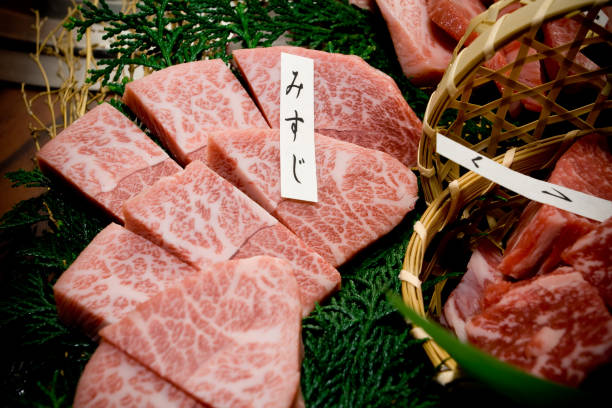 Cuts of Matsusaka beef - Japanese Yakiniku stock photo