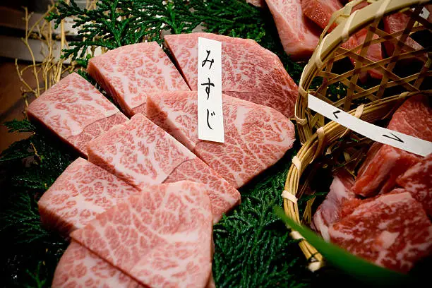 Fatty Japanese Matsusaka beef.