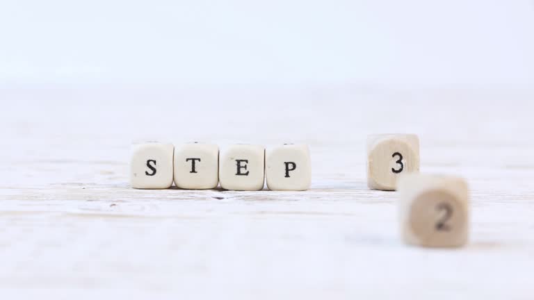 Wooden Blocks with Step 1, Step 2 and 3