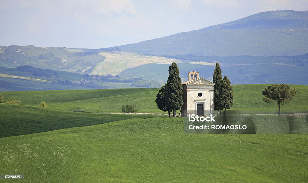 Cappella di Vitaleta in Val d'Orcia, Toscana, Italia - Foto stock royalty-free di Bellezza naturale