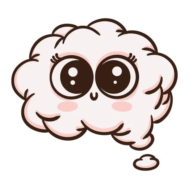 Vector illustration of Cute happy cloud cartoon isolated on white