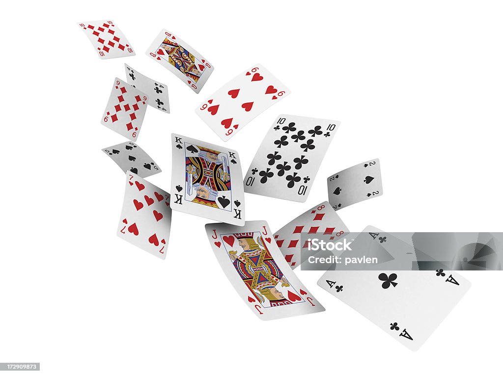 flying cards 3d rendering Playing Card Stock Photo