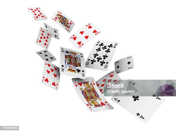 Flying Cards Stock Photo - Download Image Now - Playing Card, Falling, Business