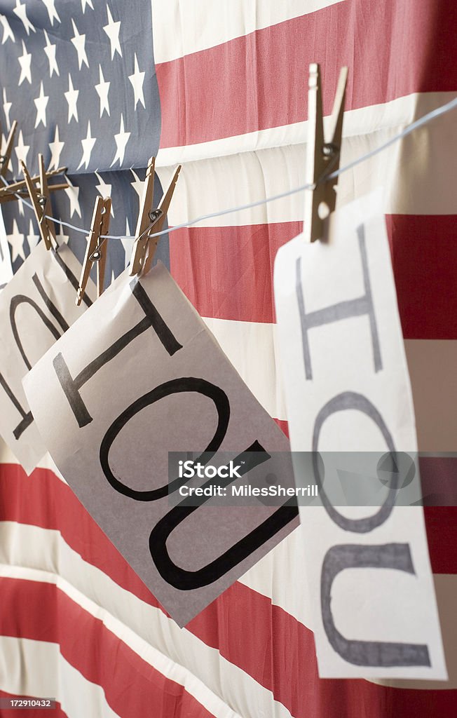 US national debt a depiction of the United State's National debt as the slang term I.O.U American Flag Stock Photo