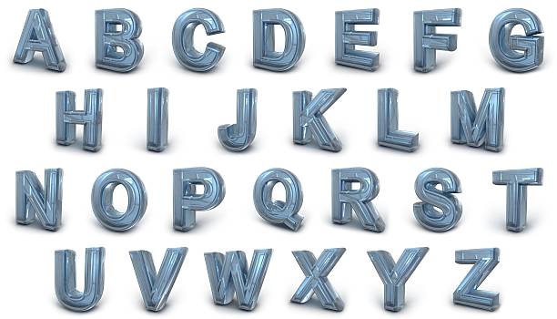 verre alphabet - letter m alphabet three dimensional shape render photos et images de collection