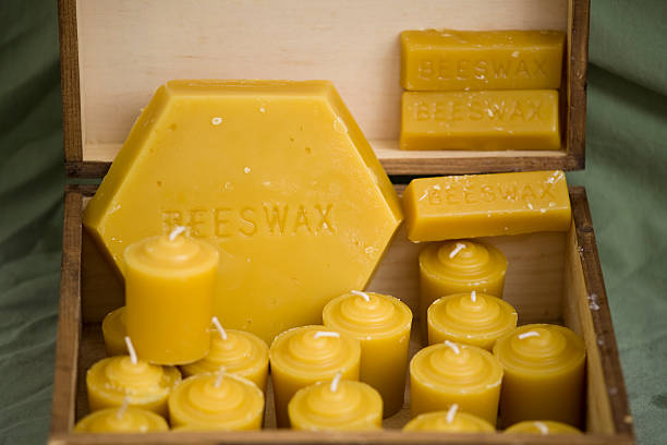 Beeswax and candles stock photo