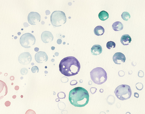 Very high quality scan. Watercolor bubbles with very nice paper texture.