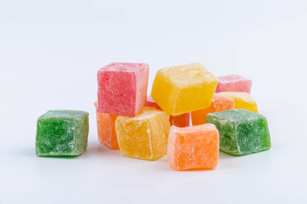 istock Traditional Turkish delight isolated on white background. Assorted 1729116809
