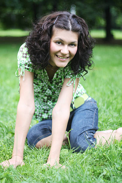 Happy teenage girl portrait stock photo