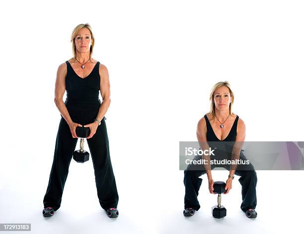 Squat Con Manubri Composito - Fotografie stock e altre immagini di Abilità - Abilità, Accovacciarsi, Adulto