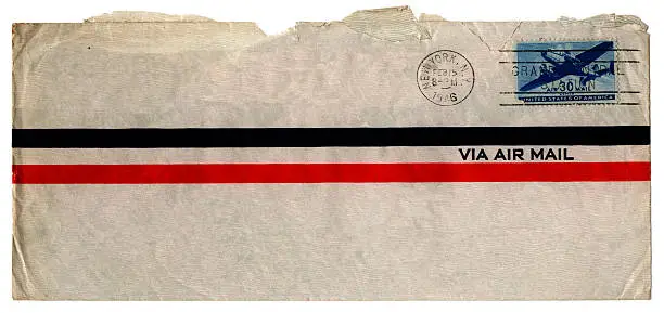 An old US air mail envelope postmarked Grand Central Station February 15th 1946. 