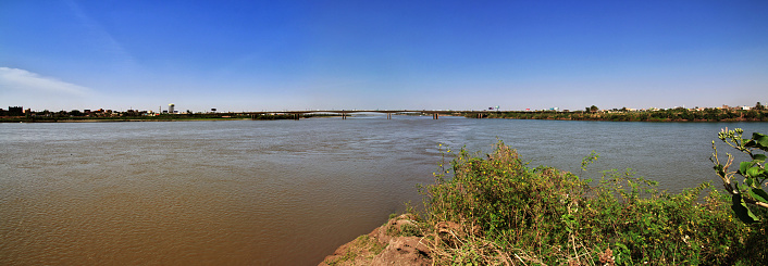 Confluence of White and Blue Nile rivers in Sudan
