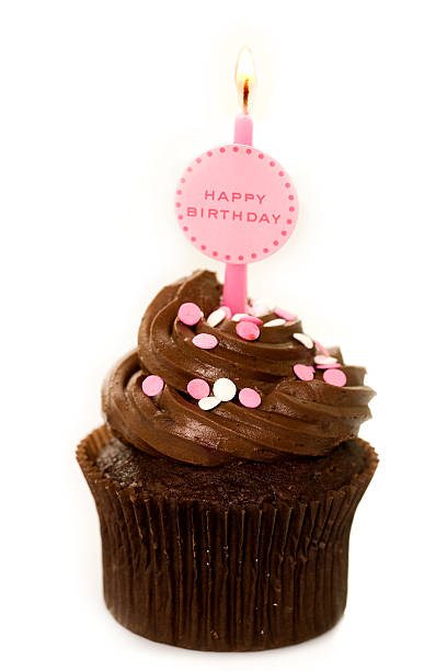 fotografii de stoc, fotografii și imagini scutite de redevențe cu la mulți ani cupcake cu semn. - chocolate icing