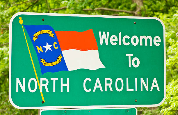 Sign welcoming you to North Carolina stock photo