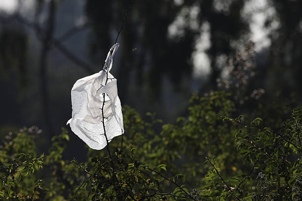 Plastic bag environment countryside waves white flag