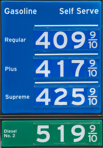 A gas sign with high prices.