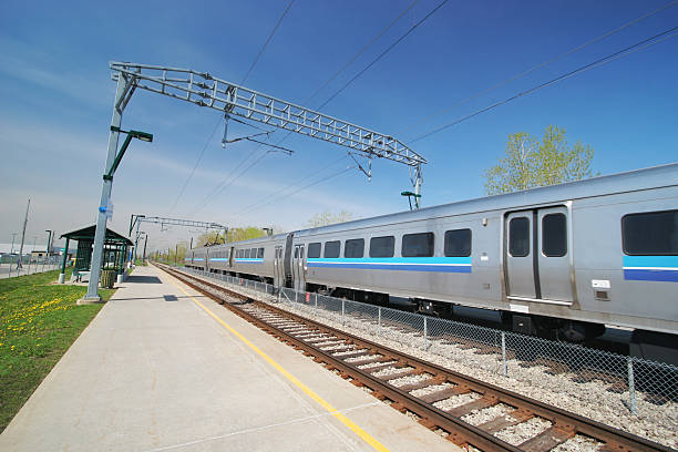 istock Electric passenger train in suburban station 172916414