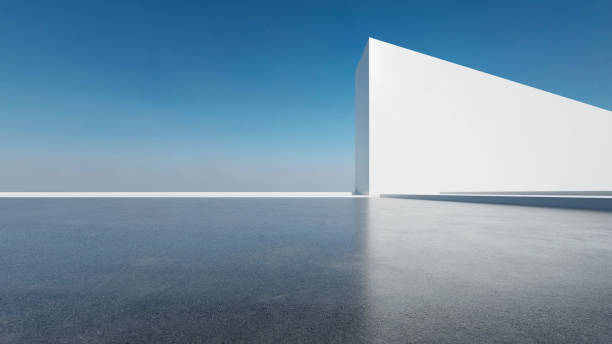istock 3d render of abstract futuristic architecture with empty concrete floor. Scene for car presentation. 1729164289