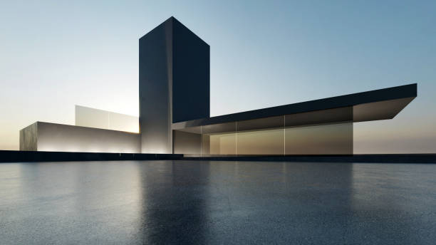 istock 3d render of abstract futuristic architecture with empty concrete floor. Scene for car presentation. 1729164342