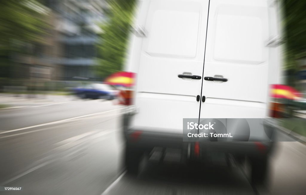 braking transporter backside of a transporter while braking hard. motion blurred. Van - Vehicle Stock Photo