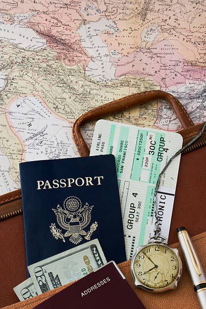 istock Travel related items in black and white 172916698