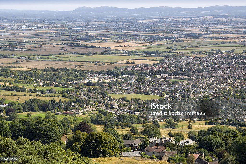 town village view of a town or village seen from above Aerial View Stock Photo