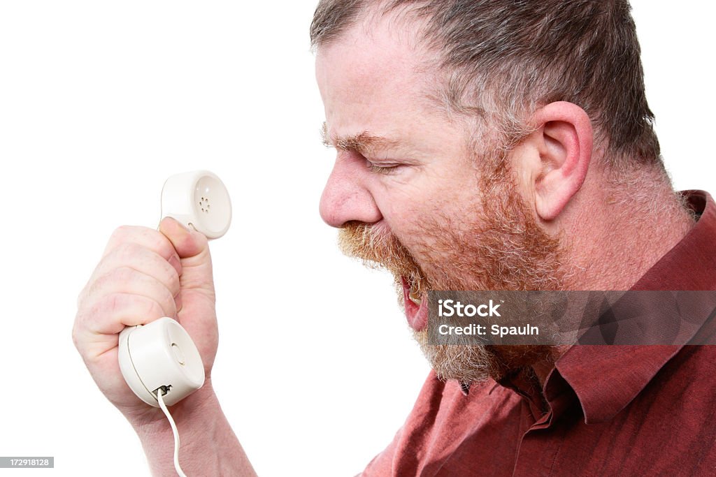 Crier au téléphone - Photo de Abus psychologique libre de droits