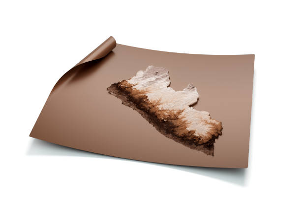 istock Map Of Liberia Old Style Brown On Unrolled Map Paper Sheet On White Background 3d Illustration 1729184534