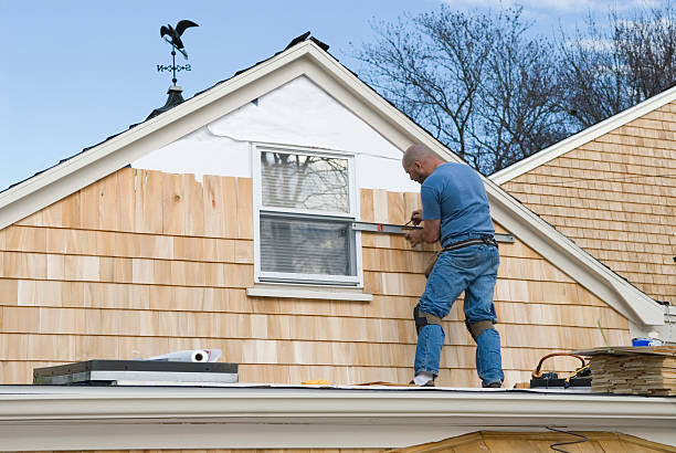 Applying Wood Shingles stock photo