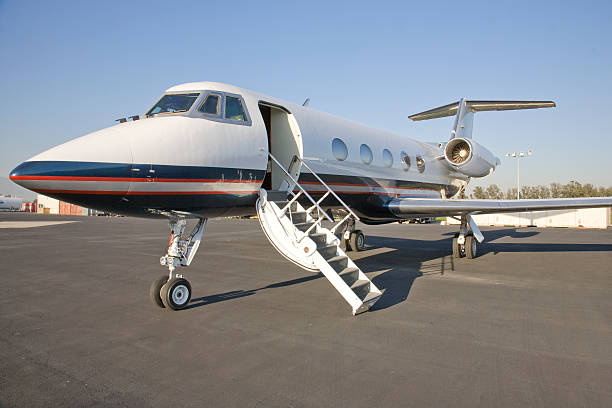 Corporate Jet with the door open stock photo