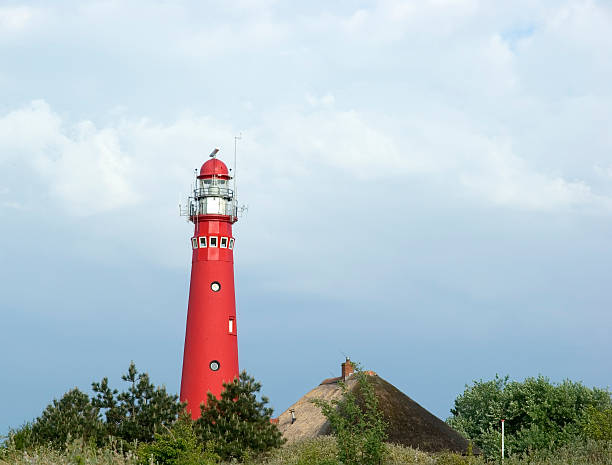 istock Red  Lighthouse  Schiermonnikoog against dark Sky 172919263