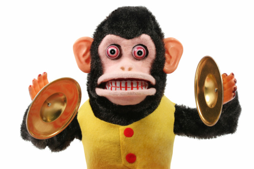 1950's retro Cymbal-Playing Monkey in very good shape on a white background.