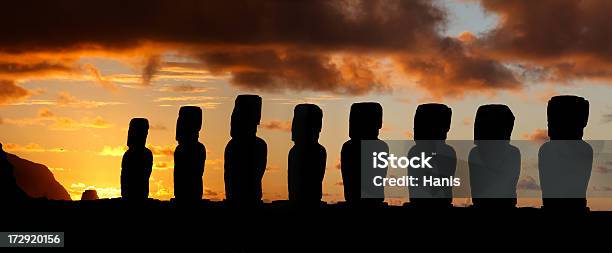 Tongariki Sunrise Easter Island Stock Photo - Download Image Now - Ancient, Ancient Civilization, Archaeology