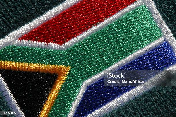 Embroidered South African Flag Stock Photo - Download Image Now - Cotton, Cut Out, Design