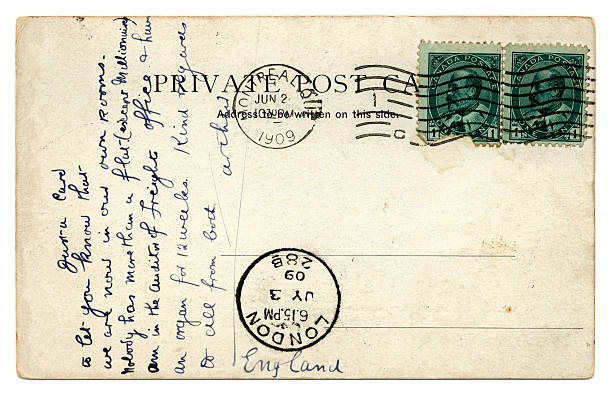 postkarte von montreal nach london 1909 - handwriting old fashioned letter old stock-fotos und bilder