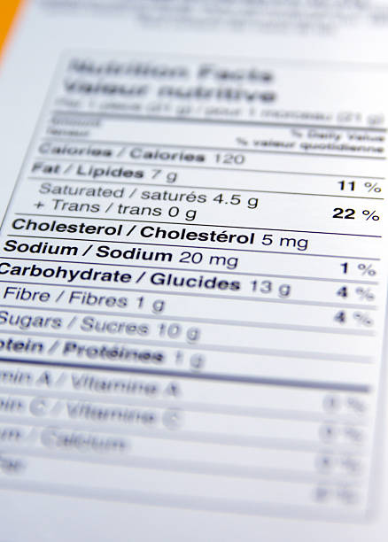Trans fat nutrition label stock photo