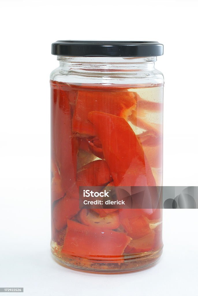 Pote de conserva de pimenta vermelha-Traçado de Recorte - Foto de stock de Comida royalty-free