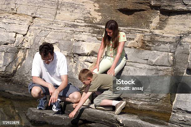 Pai E Filhos Brincando Na Praia - Fotografias de stock e mais imagens de 10-11 Anos - 10-11 Anos, 12-13 Anos, 40-44 anos