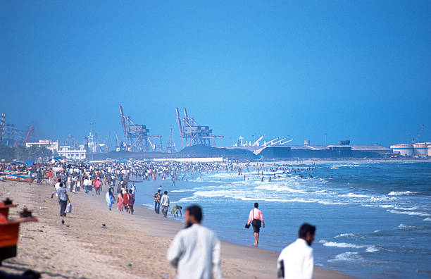 Crowd at the beach of Chennai (India)