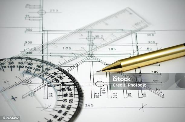 Architektonische Zeichnung Stockfoto und mehr Bilder von Architektonisches Detail - Architektonisches Detail, Architektur, Ausrüstung und Geräte