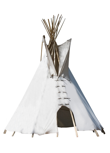 Native American Indian teepee, isolated on white.