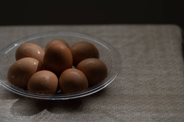 Problems with agricultural products, egg shortage, food shortage, food crisis on table.