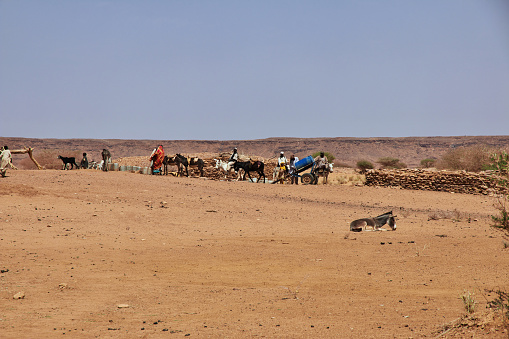 Naqa, Sahara, Sudan - 19 Feb 2017: Some people in Sahara desert of Sudan, Nubia