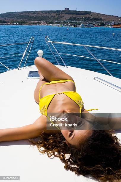 Beauty Relaxing On Boat Stock Photo - Download Image Now - 18-19 Years, 20-24 Years, 20-29 Years