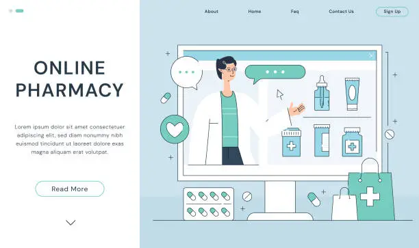 Vector illustration of Online Pharmacy Illustration