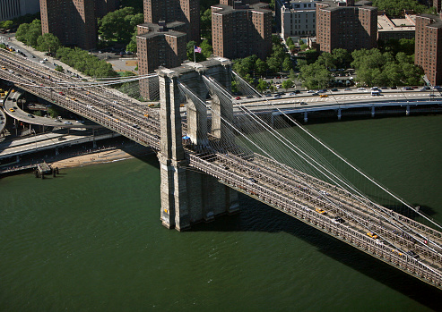 Aerial view Brooklyn Bridge NYC