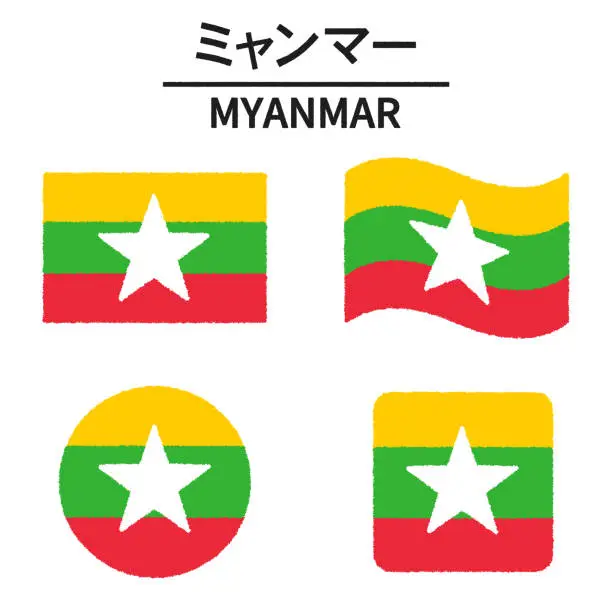 Vector illustration of Flag of Myanmar