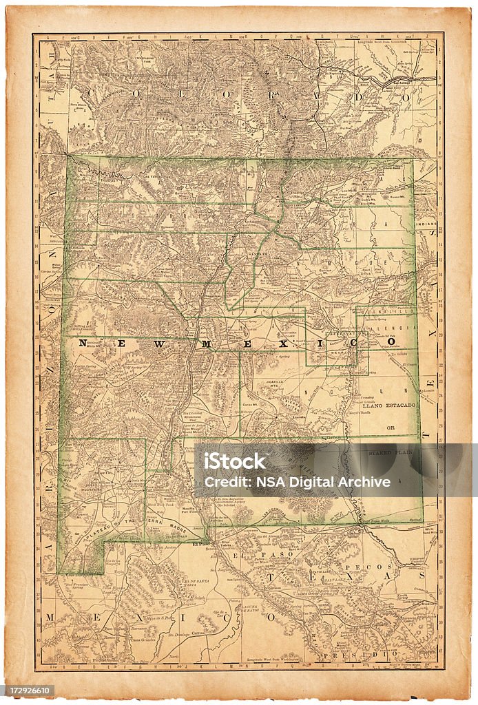 뉴멕시코 늙음 맵 - 로열티 프리 뉴멕시코 스톡 일러스트