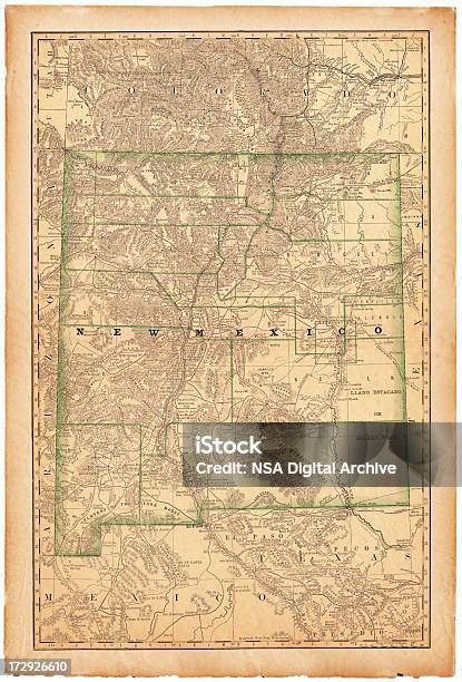 뉴멕시코 늙음 맵 뉴멕시코에 대한 스톡 벡터 아트 및 기타 이미지 - 뉴멕시코, 지도, 오래된